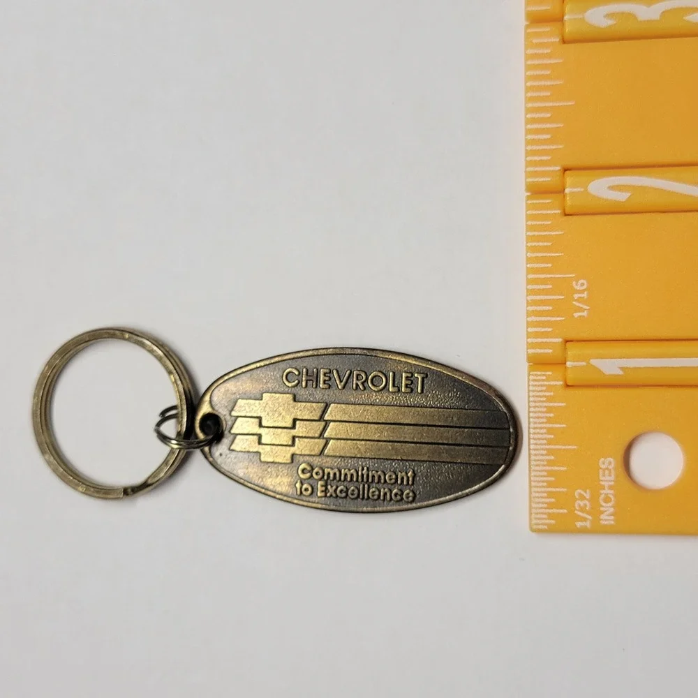 Vintage Chevrolet Keychain Brass Commitment To Excellence Royal Oak Michigan